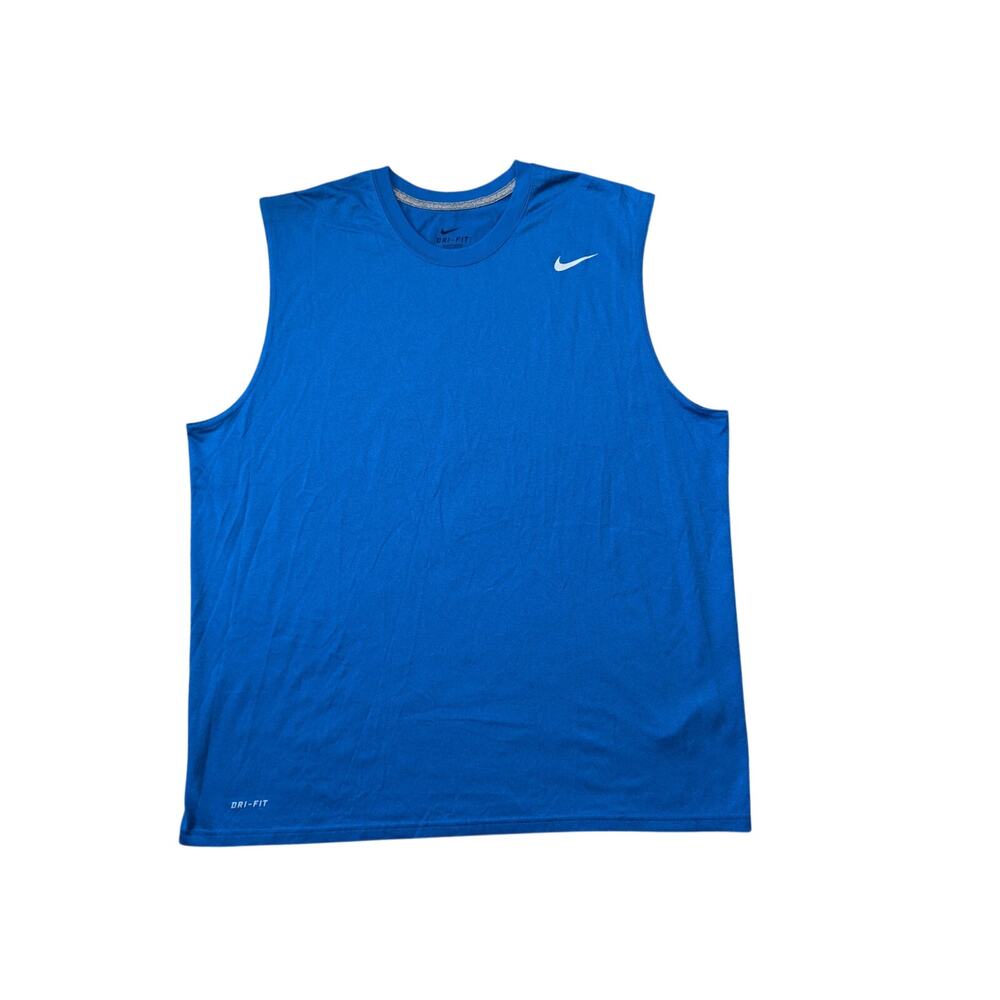 NIKE Dri-fit Mens sleeveless workout/performance tank/shirt, XL; Royal Blue